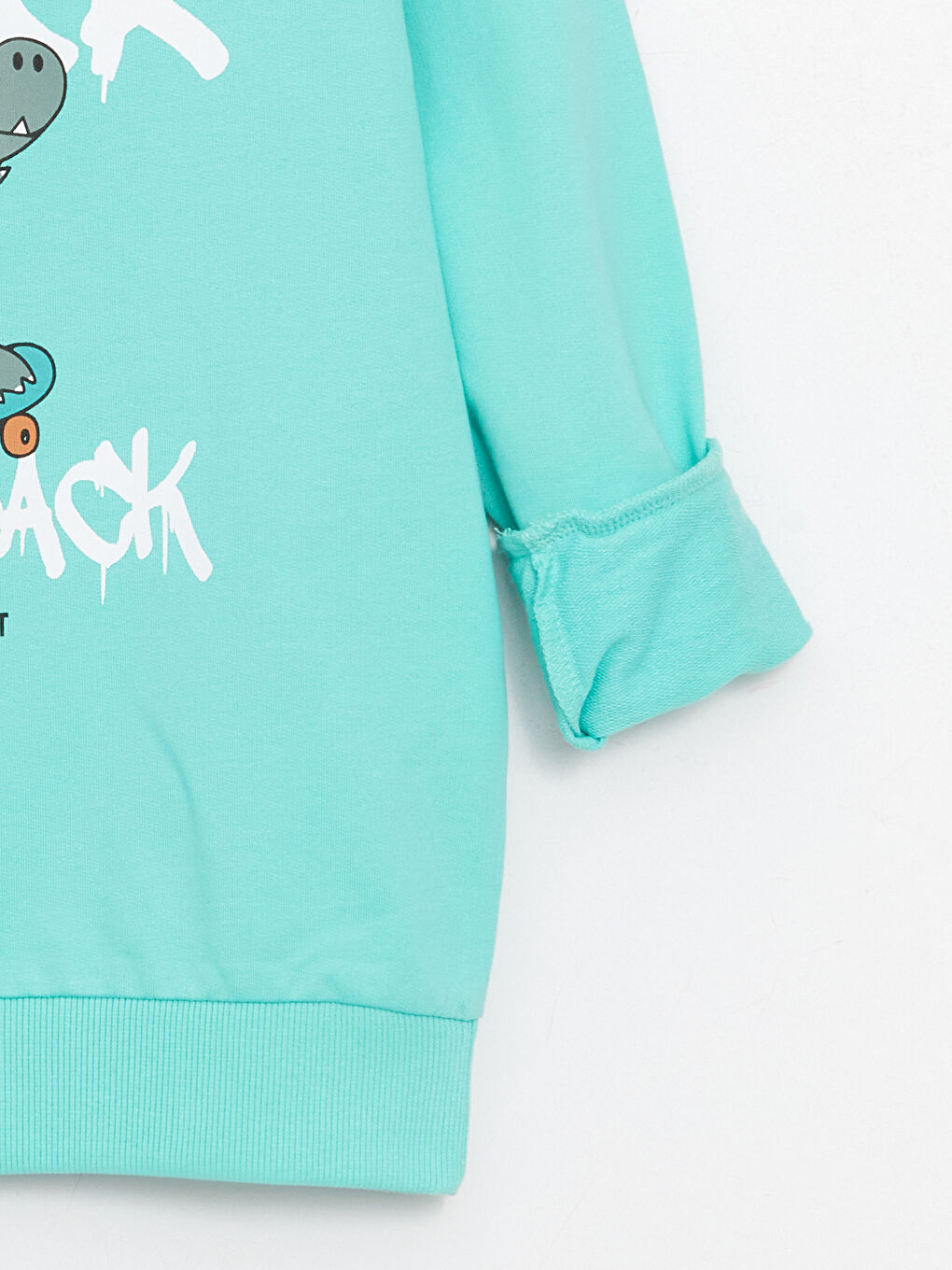 LCW Kids Suyeşili Bisiklet Yaka Baskılı Uzun Kollu Erkek Çocuk Sweatshirt - 1