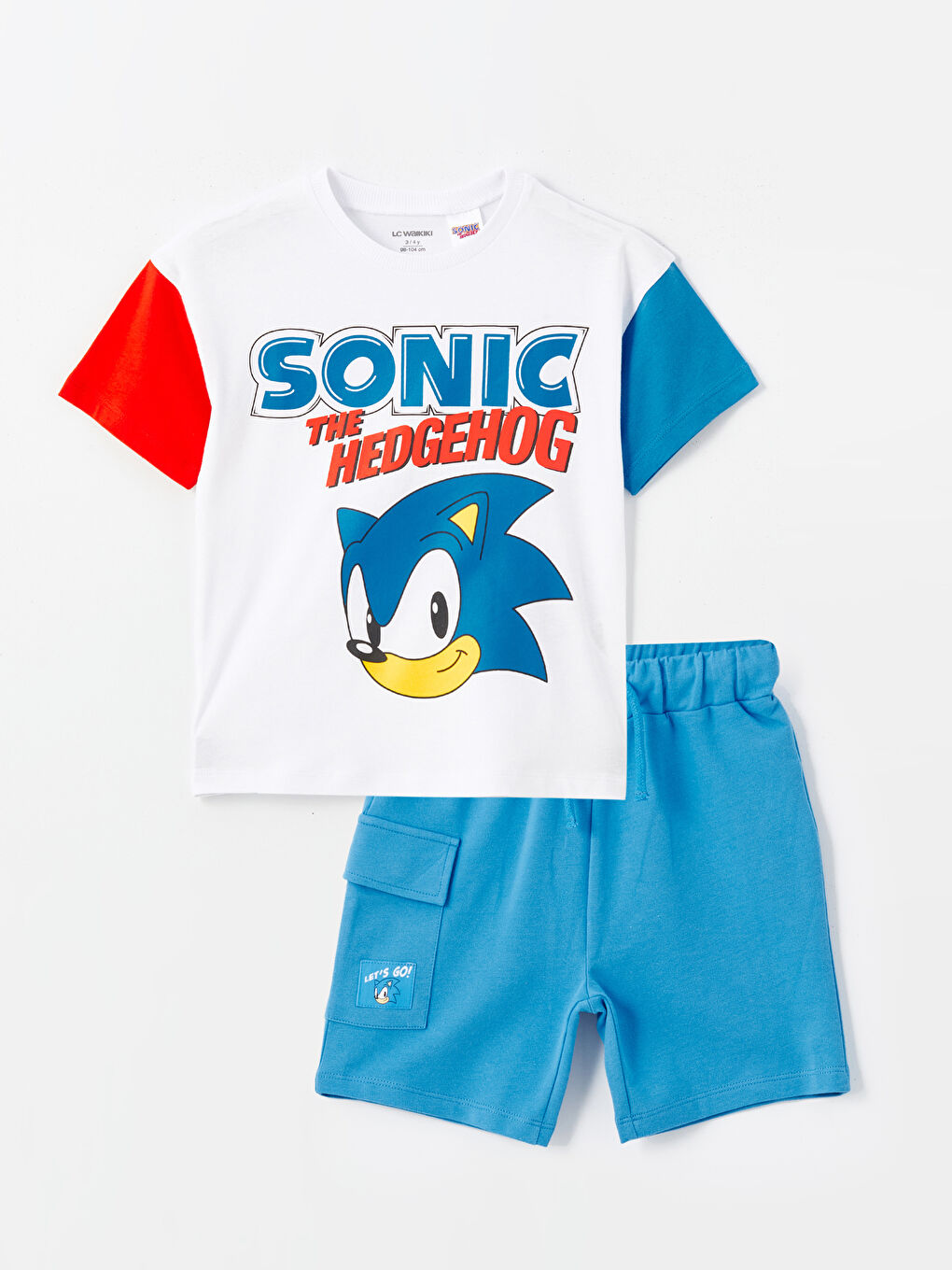 Crew Neck Short Sleeve Sonic Printed Baby Boy T-Shirt and Shorts 2-Piece Set -S4FS62Z1-Q6K