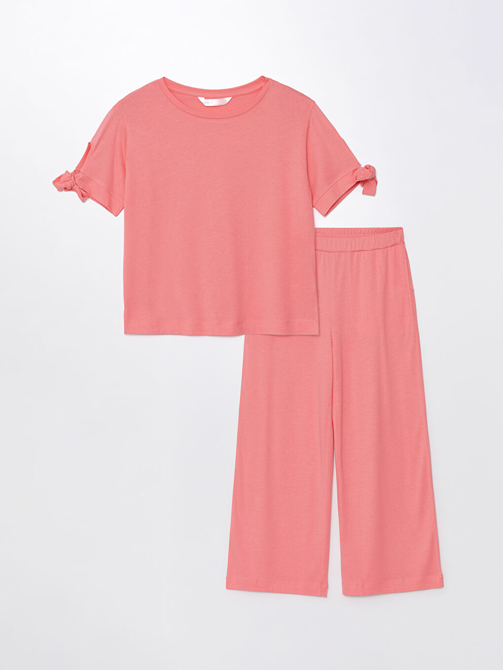 Crew Neck Straight Short Sleeve Women's Pajamas Set -S4FT42Z8-GBC