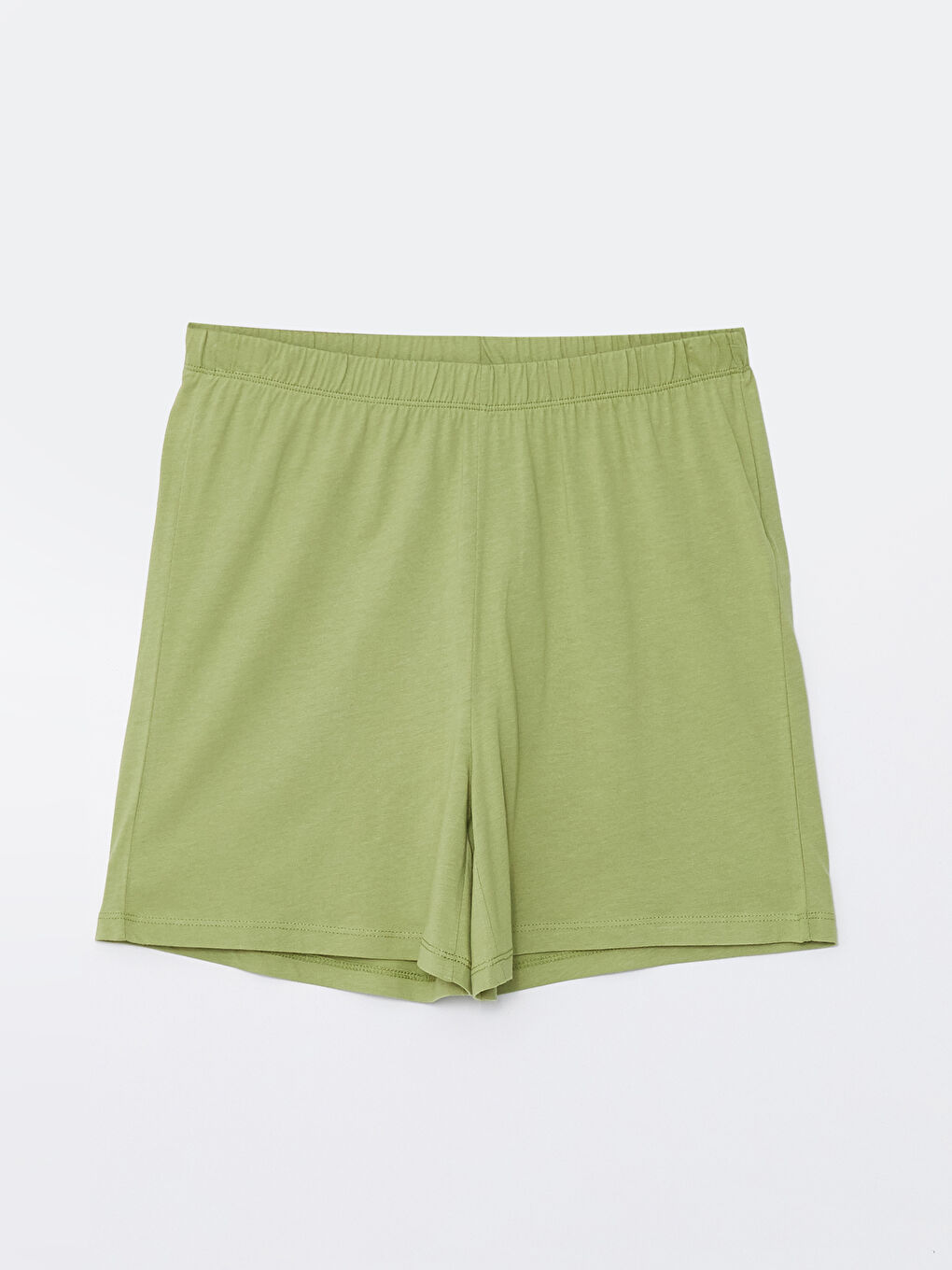 Yeşil Beli Lastikli Kadın Şort Pijama Altı