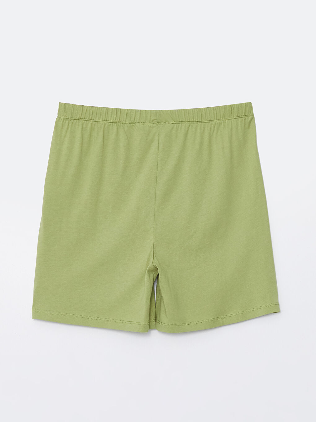 Yeşil Beli Lastikli Kadın Şort Pijama Altı-1