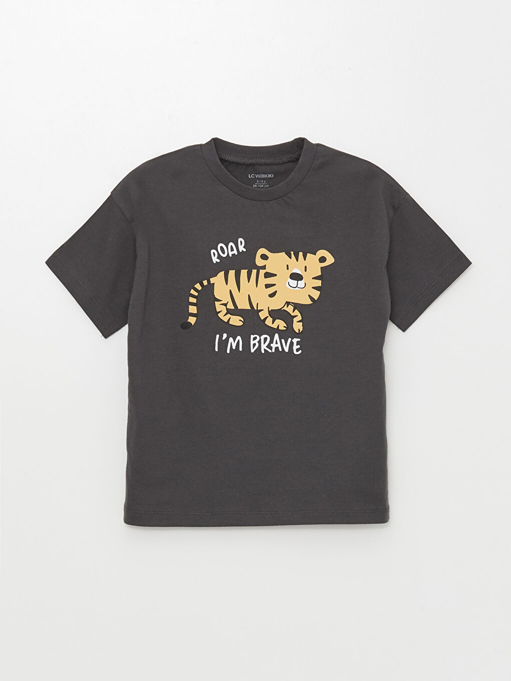 Antrasit Bisiklet Yaka Baskılı Erkek Bebek Tişört ve Şort Takım 2'li-1