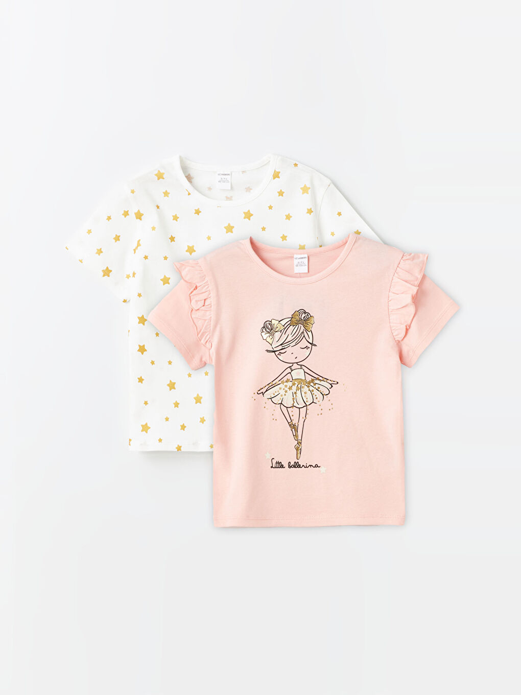 Printed Crew Neck Printed Short Sleeve Baby Girl T-Shirt, Pack of 2 -S4FT83Z1-G7Z