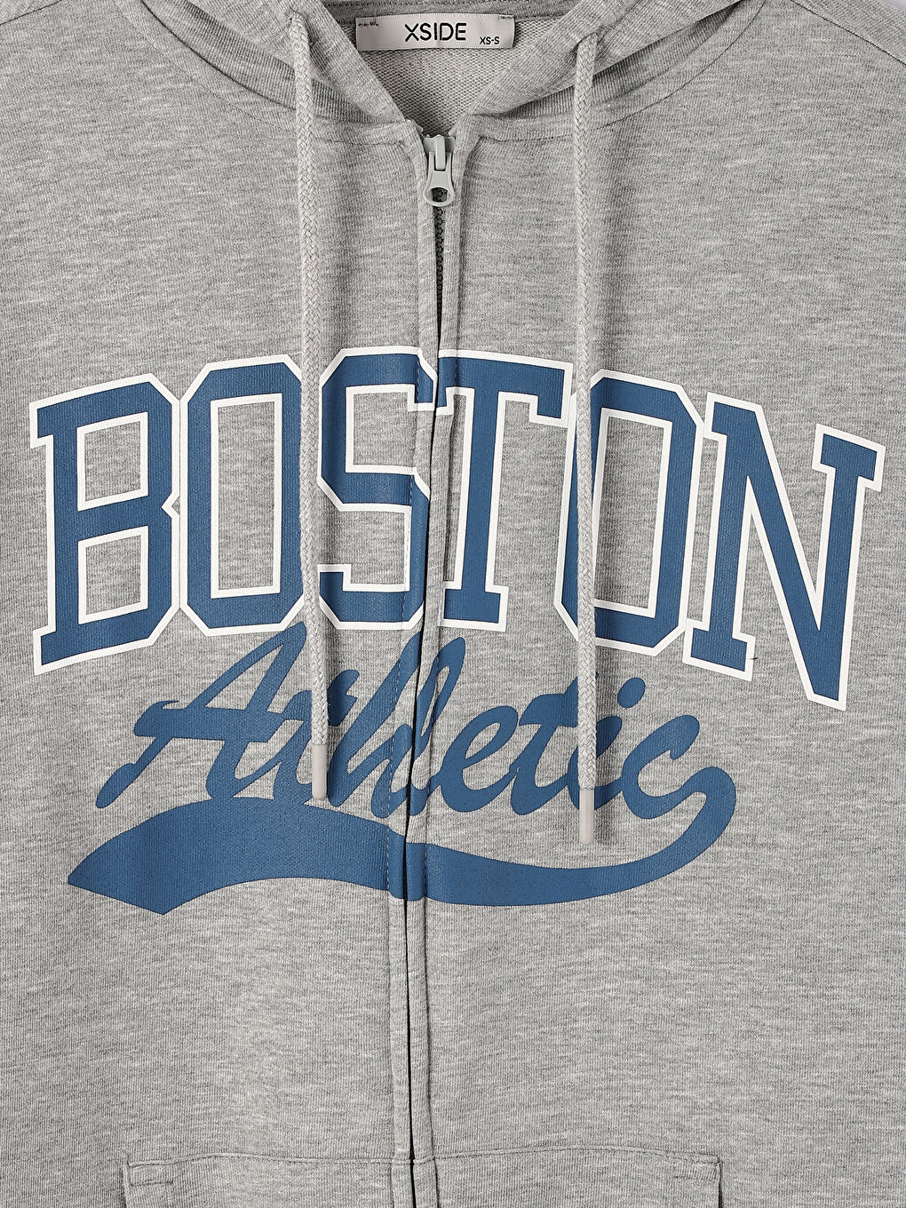 Hooded Printed Women's Thick Zip-Up Sweatshirt-2