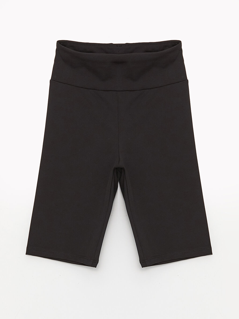 Siyah Kadın Beli Lastikli Ekstra Dar Fit Düz Şort Tayt-4