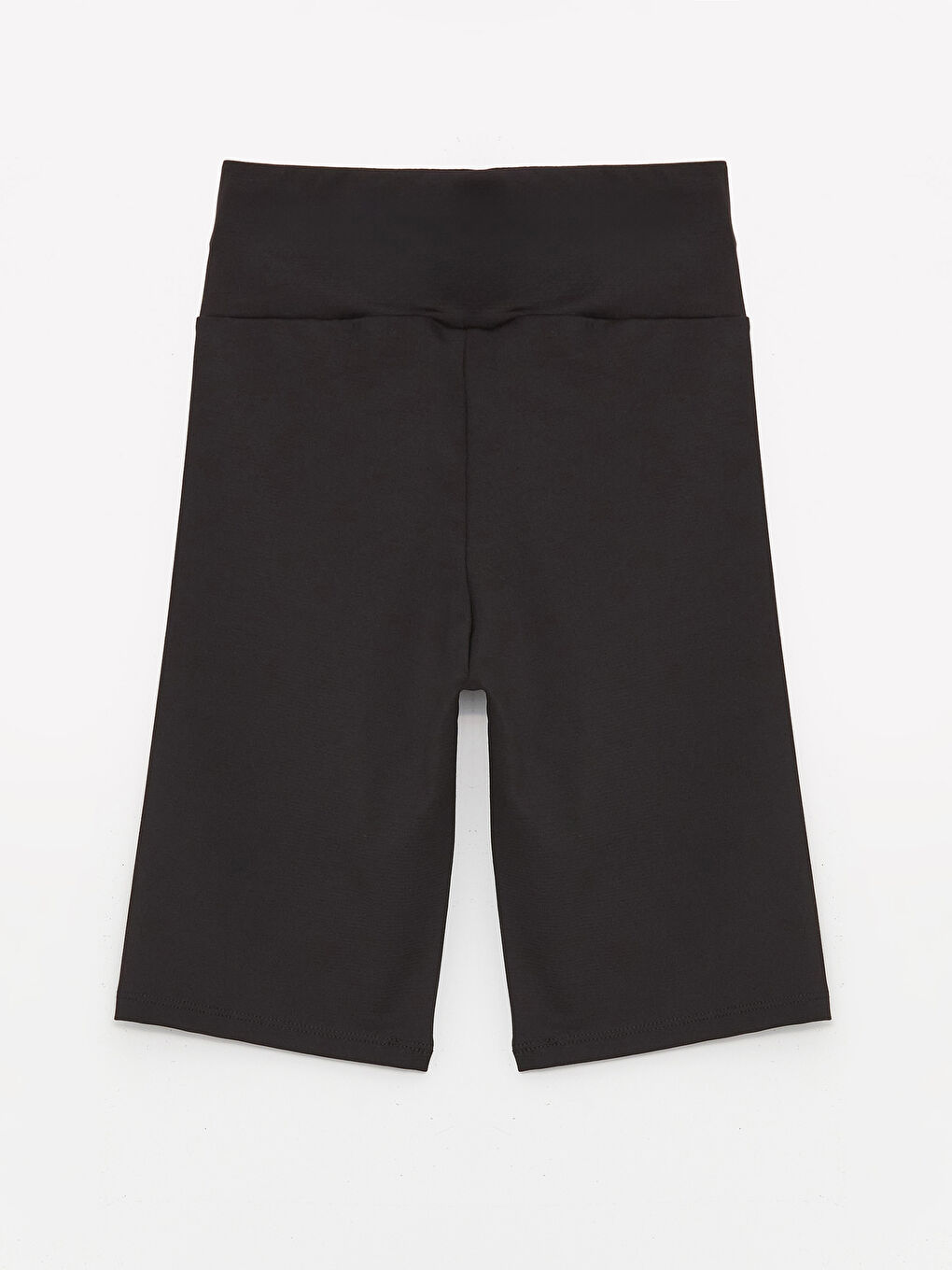 Siyah Kadın Beli Lastikli Ekstra Dar Fit Düz Şort Tayt-5