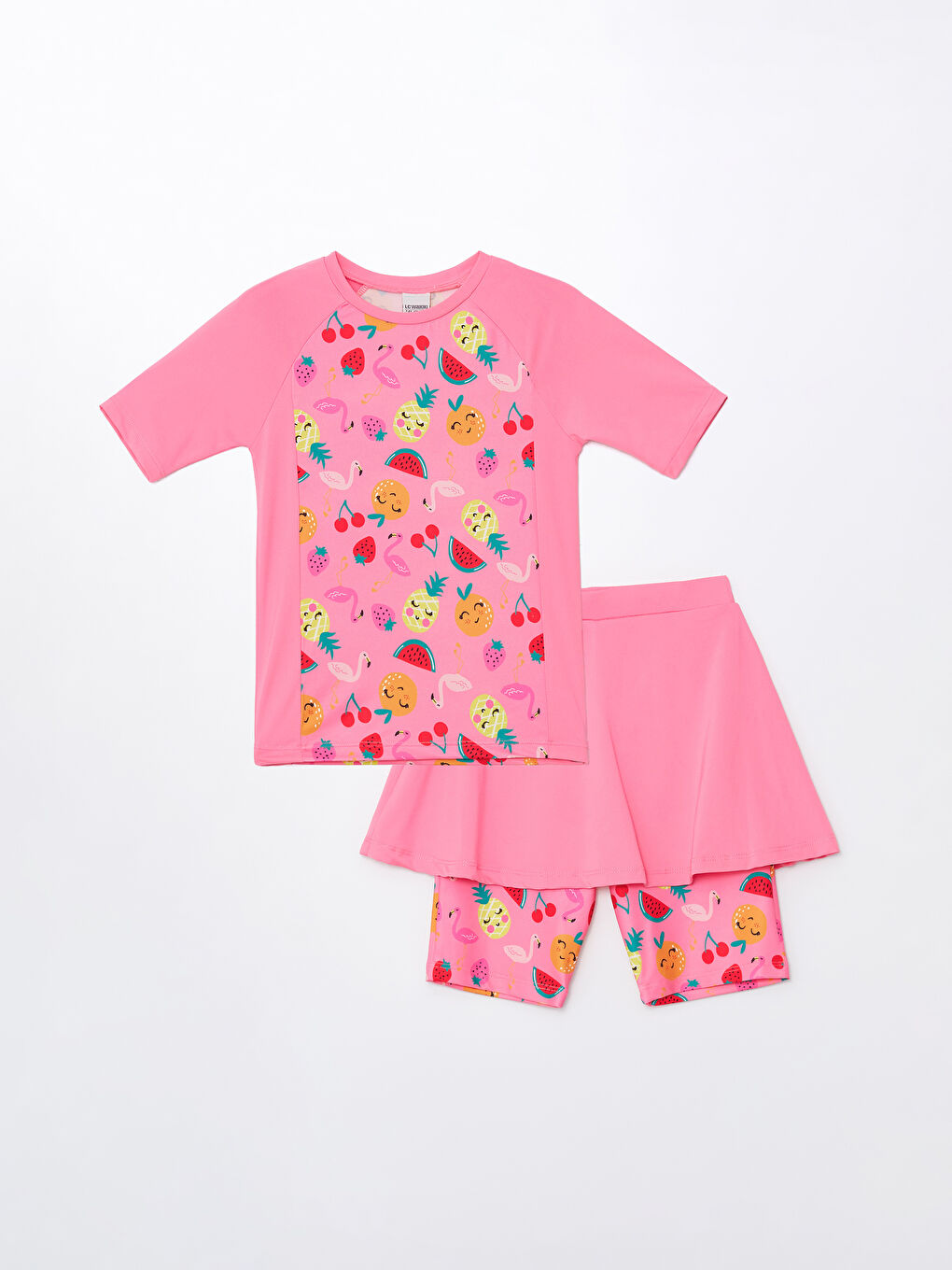 Pembe Hızlı Kuruyan Kız Çocuk Yüzme Takım