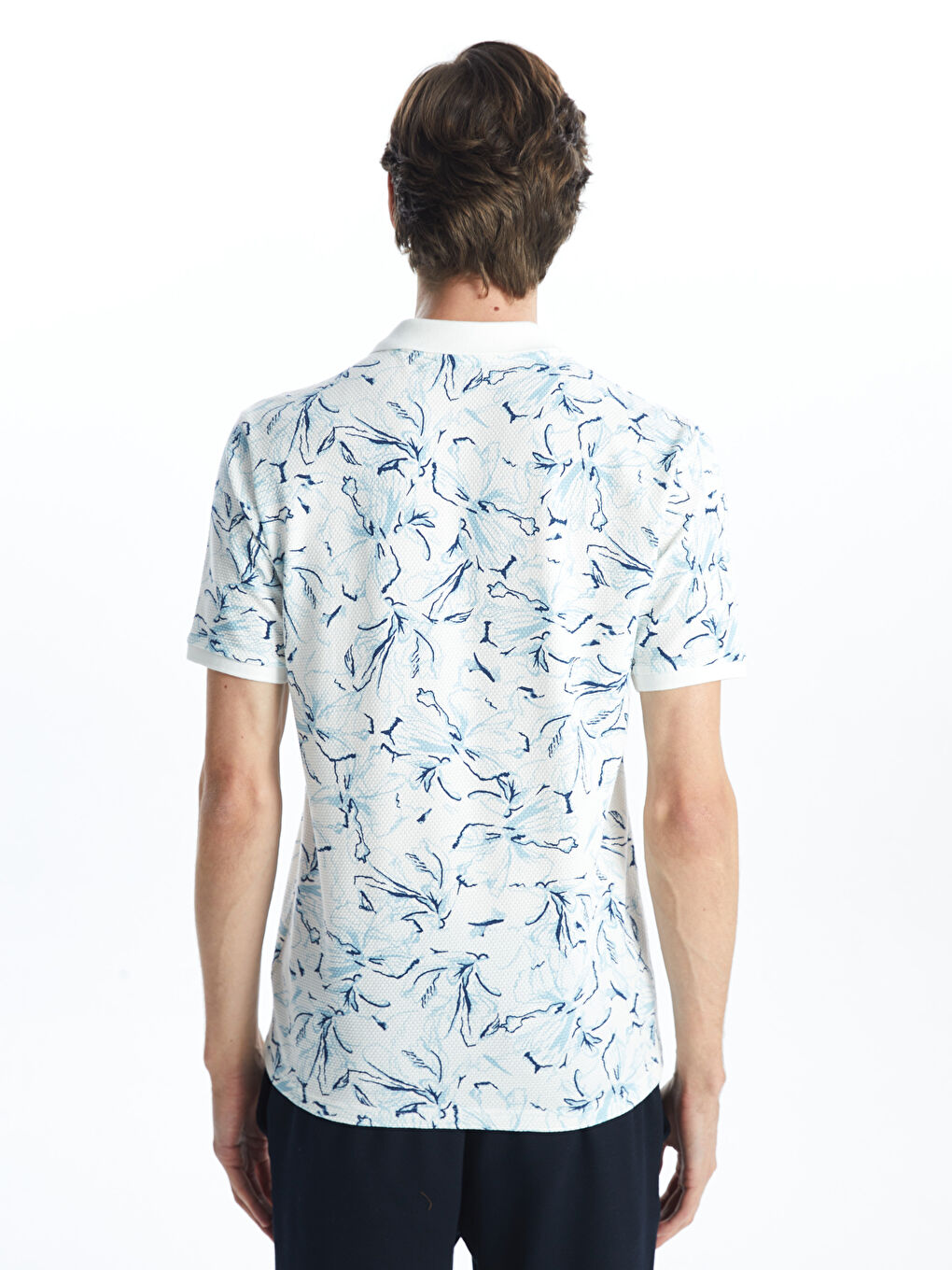 Polo Neck Patterned Short Sleeve Men's T-Shirt -S4FV60Z8-J0M