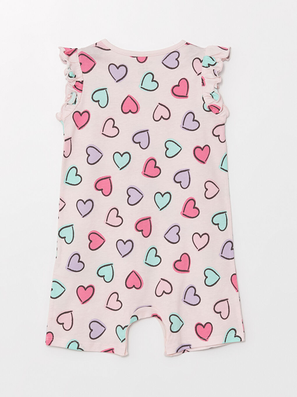 Ekru Bisiklet Yaka Kısa Kollu Kız Bebek Tulum-1