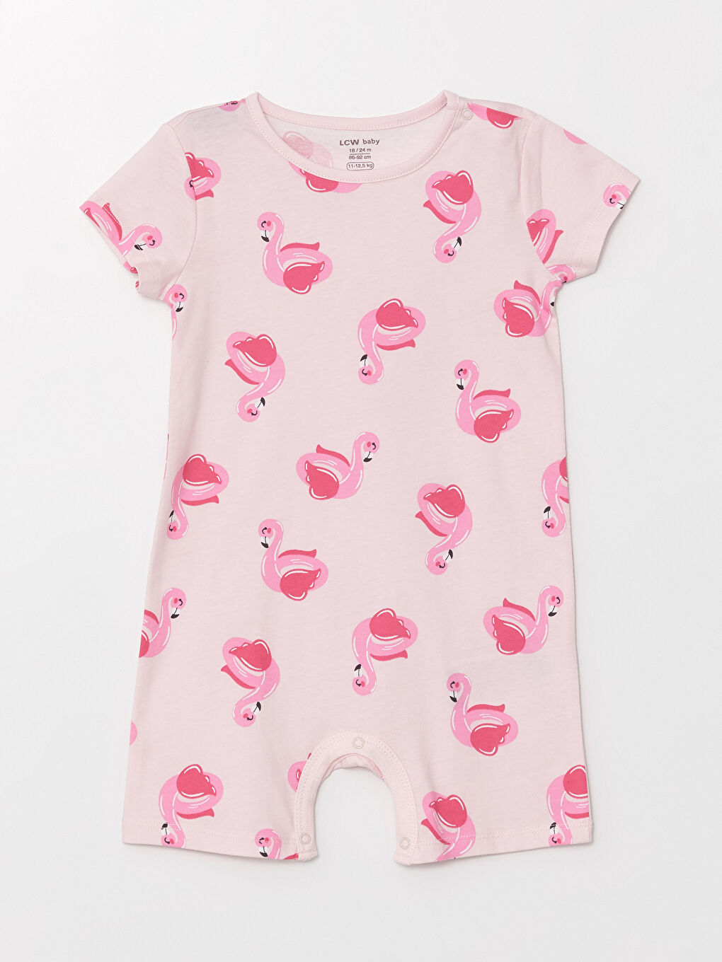 Pembe Bisiklet Yaka Kısa Kollu Baskılı Kız Bebek Tulum