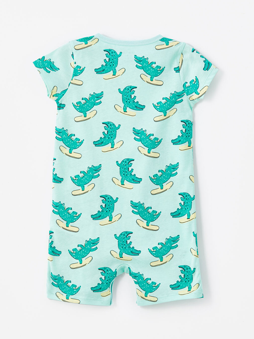 Turkuaz Bisiklet Yaka Desenli Erkek Bebek Tulum-1
