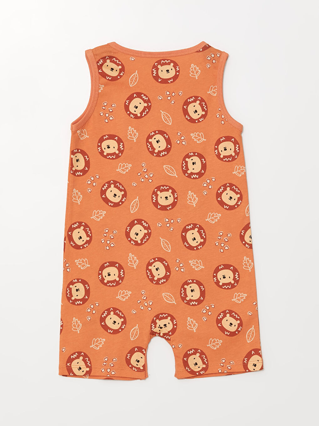 Turuncu Bisiklet Yaka Kolsuz Kız Bebek Tulum-1