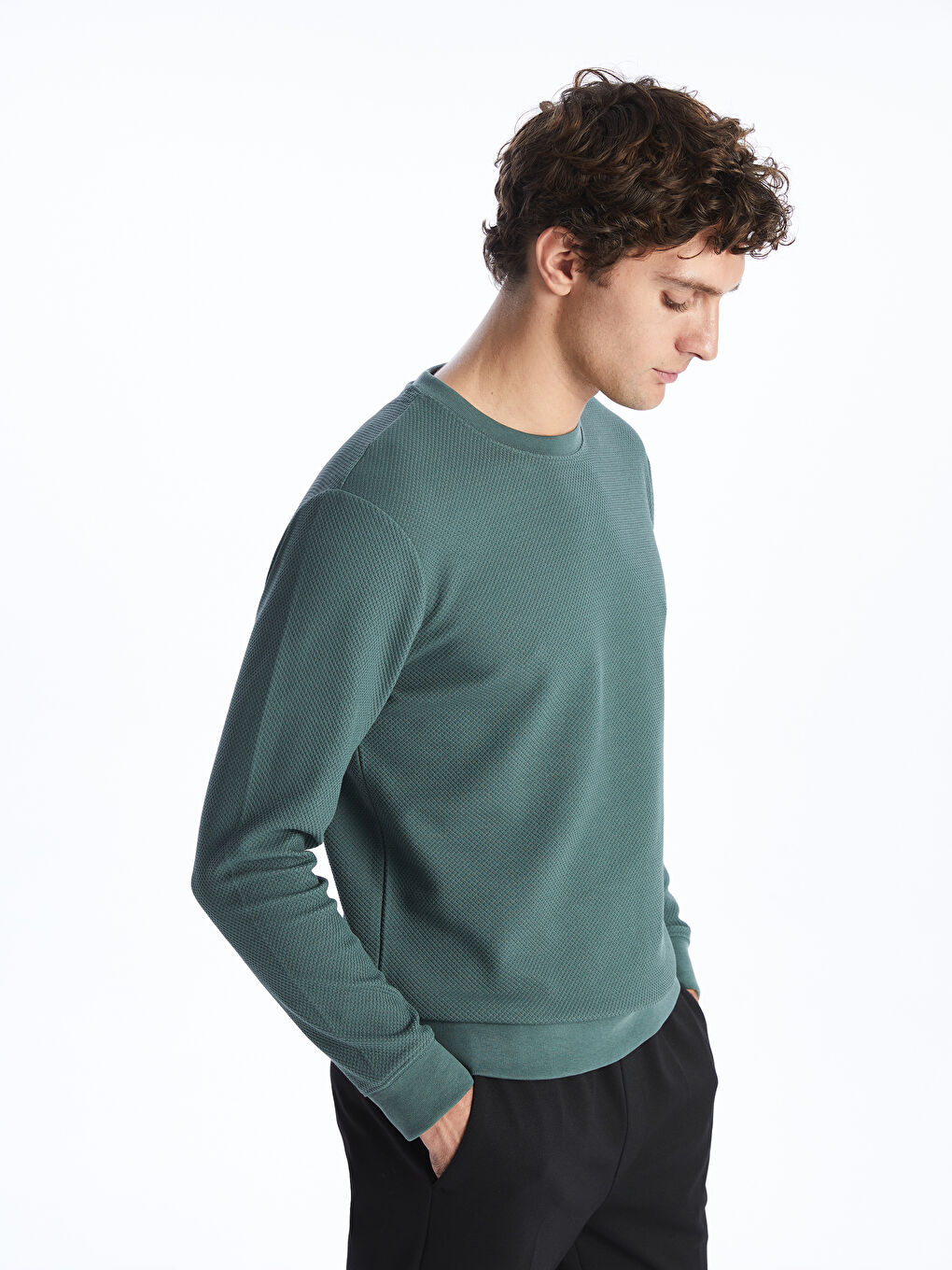 Crew Neck Long Sleeve Men's Sweatshirt -S4FY31Z8-J2L
