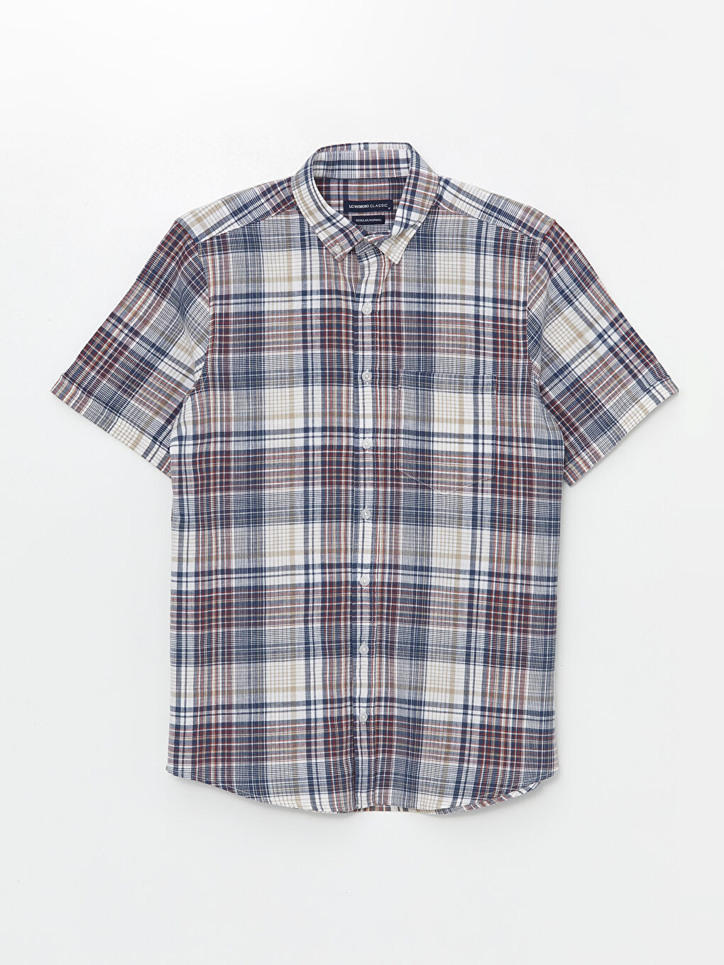 LCWAIKIKI Classic Bordo Regular Fit Kısa Kollu Ekose Poplin Erkek Gömlek - 4