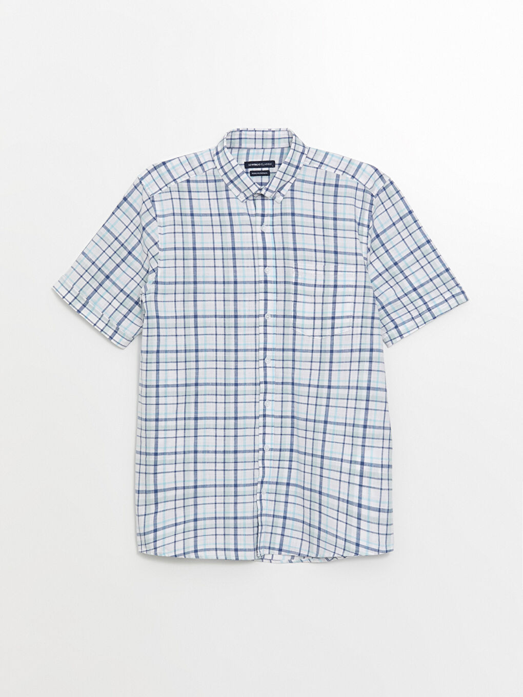 LCWAIKIKI Classic Turkuaz Regular Fit Kısa Kollu Ekose Poplin Erkek Gömlek - 4