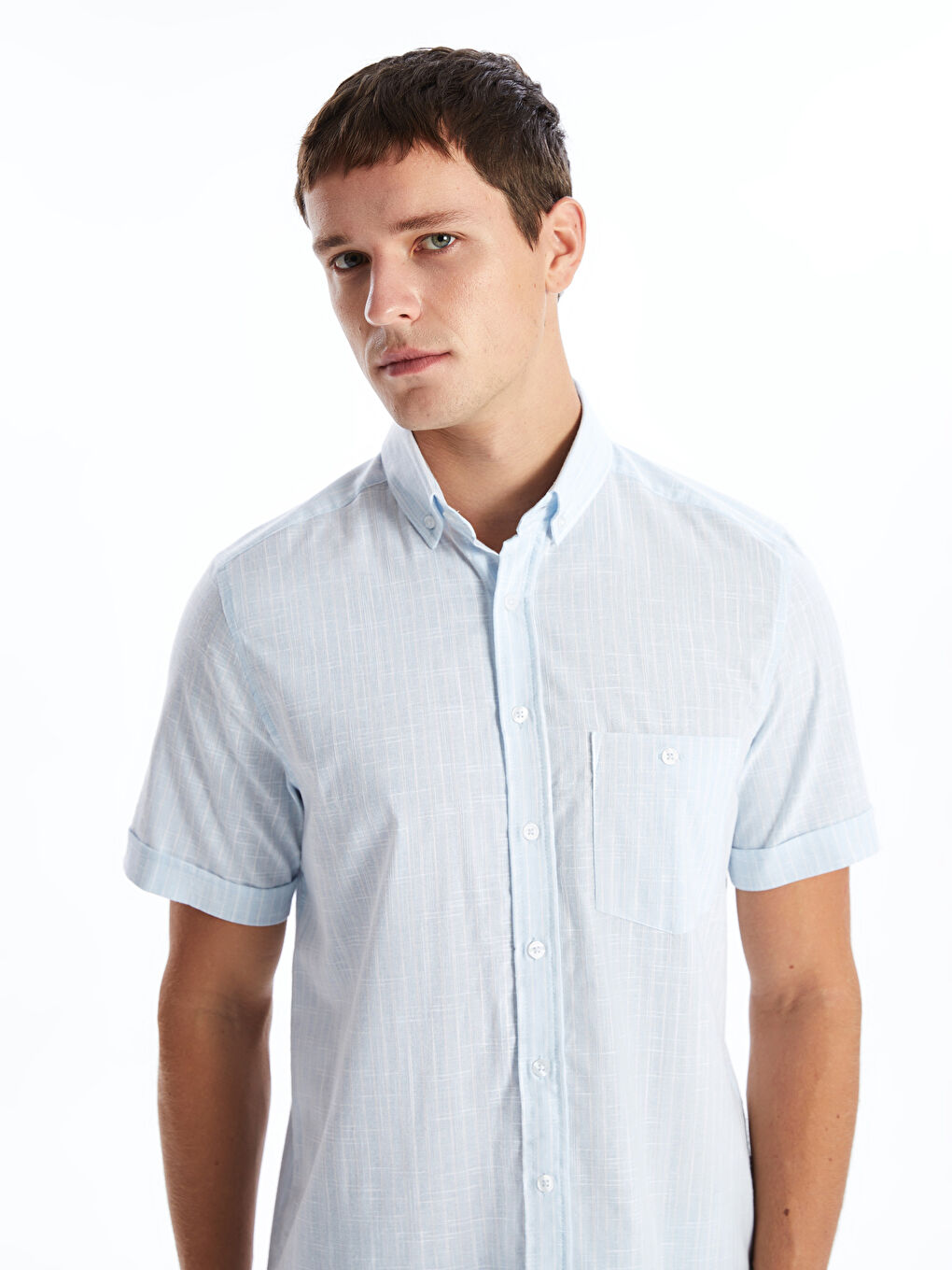 Regular Fit Short Sleeve Patterned Men's Shirt -S4FY46Z8-LEN
