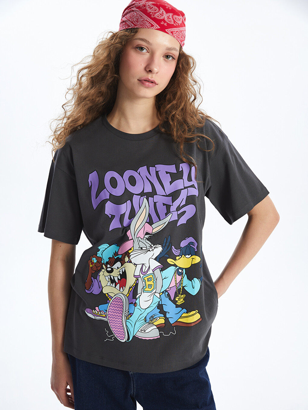 うぃ様 XSIDE Bisiklet Yaka Bugs Bunny Baskılı Kadın Tişört - S4FY55Z8-VZ8
