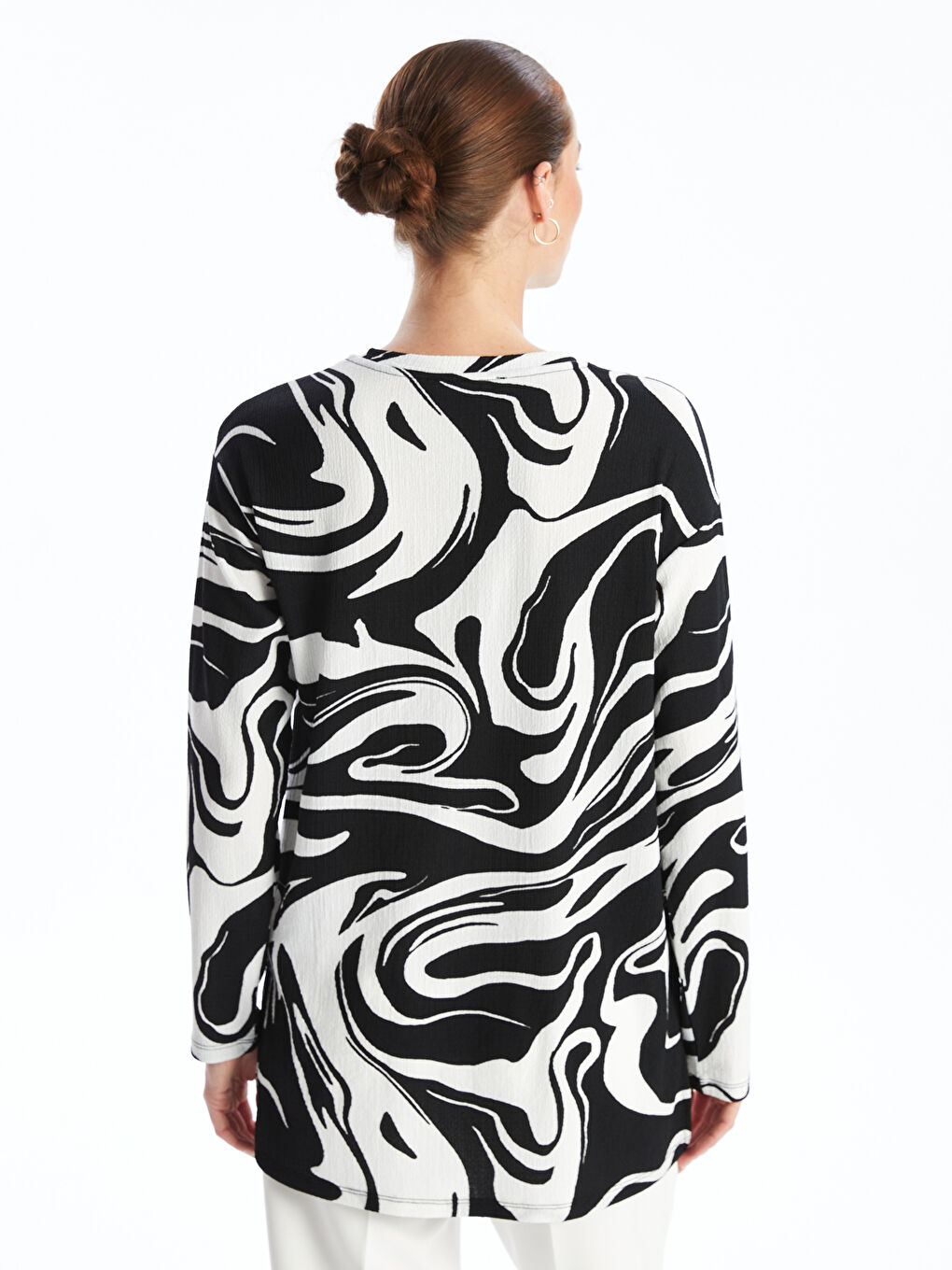 Crew Neck Patterned Women's Sweatshirt Tunic -S4FY64Z8-LRA