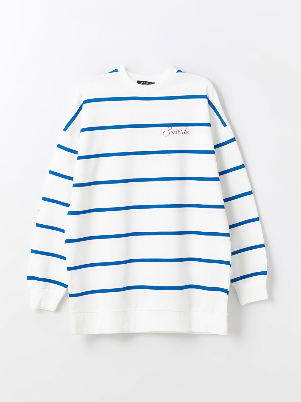 Crew Neck Striped Long Sleeve Women's Sweatshirt Tunic -S4FY69Z8-LEN
