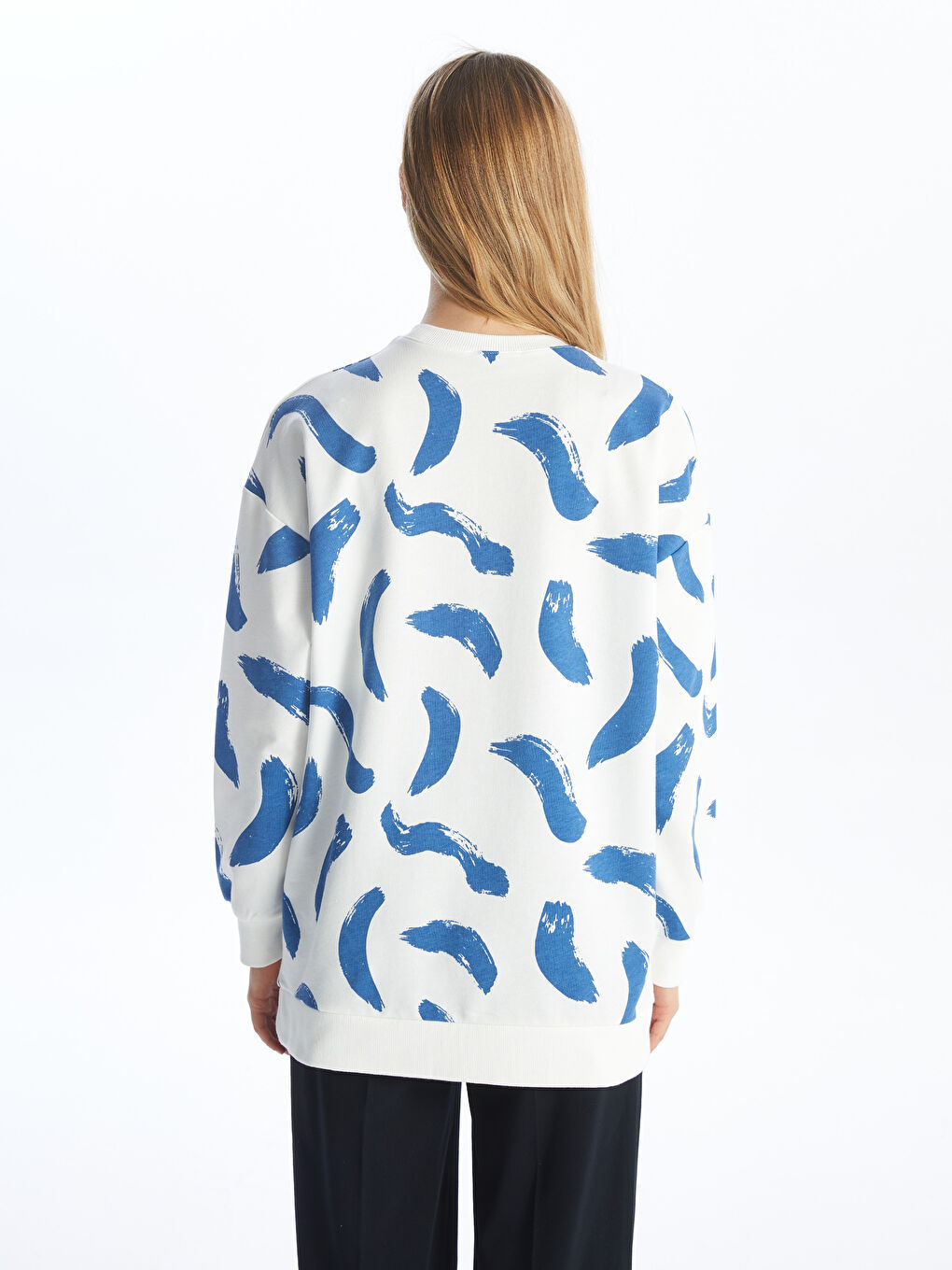 Crew Neck Patterned Women's Sweatshirt Tunic -S4FY77Z8-LQQ
