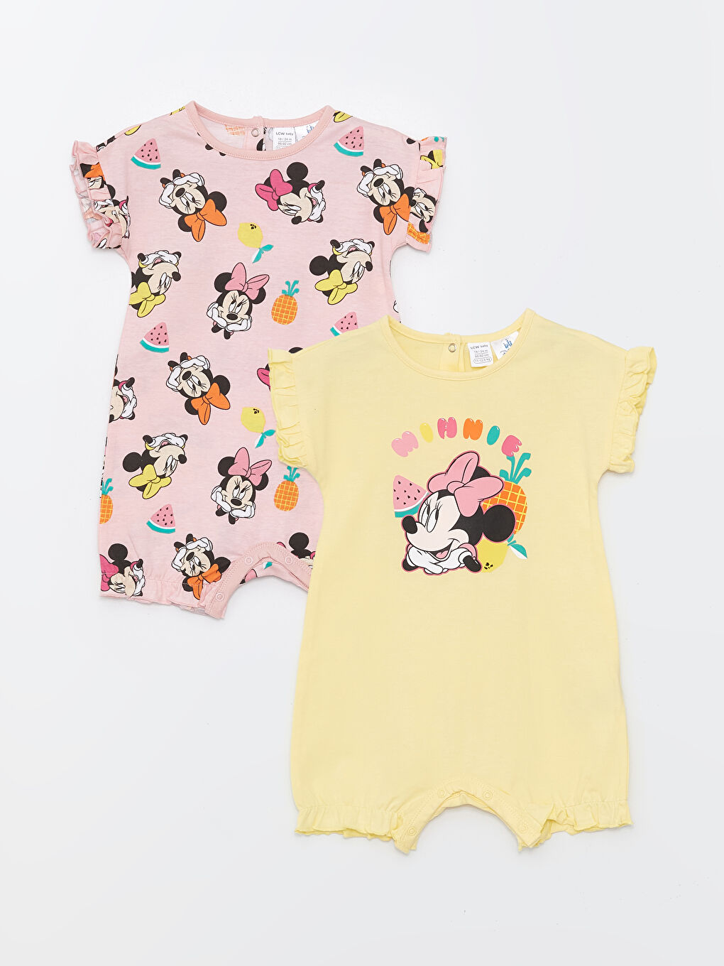 Crew Neck Minnie Mouse Printed Baby Girl Rompers 2 Pack -S4FY87Z1-LT4