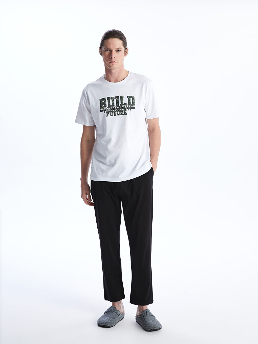 Beyaz Standart Kalıp Erkek Pijama Takımı