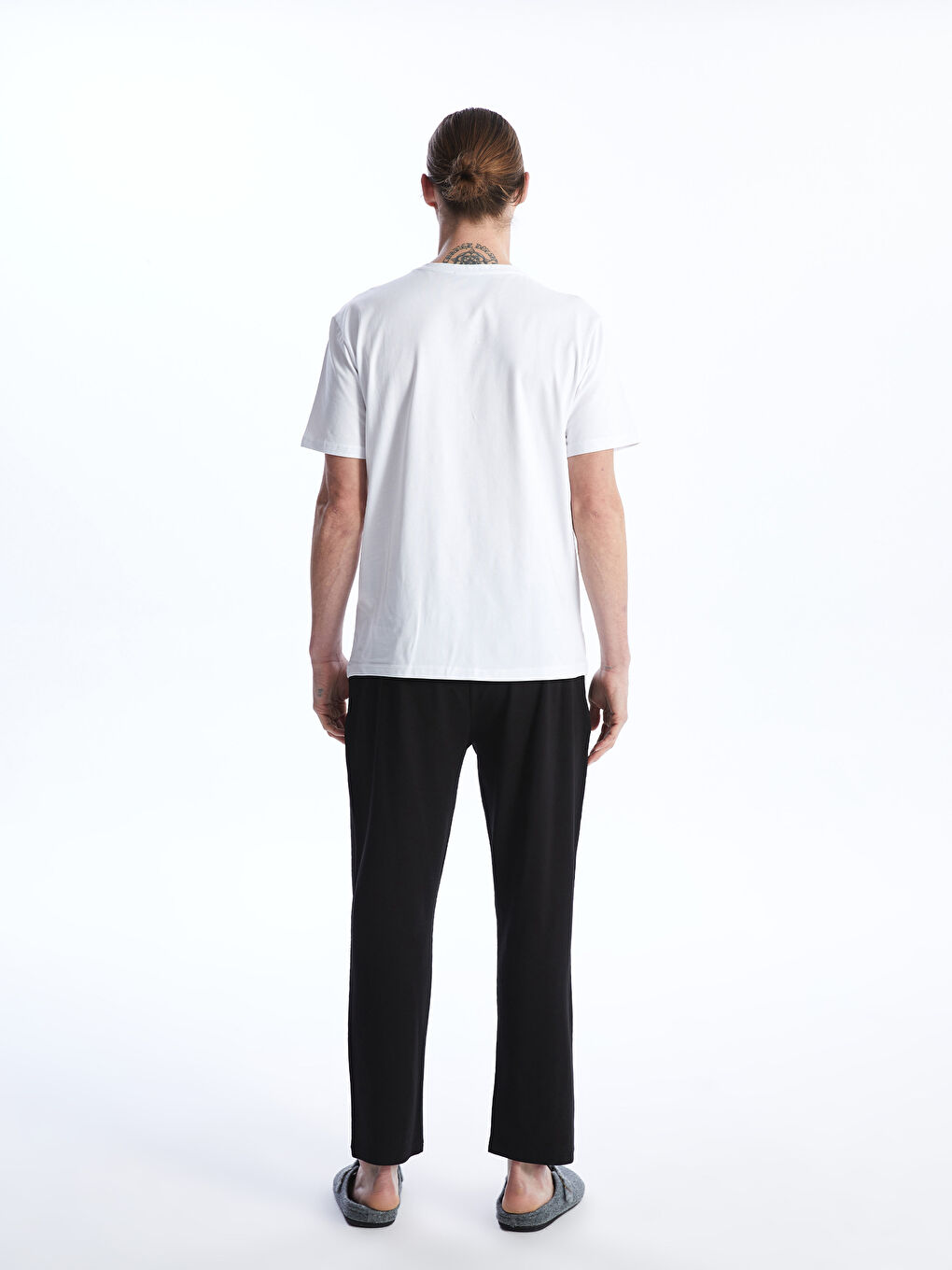 Beyaz Standart Kalıp Erkek Pijama Takımı-3
