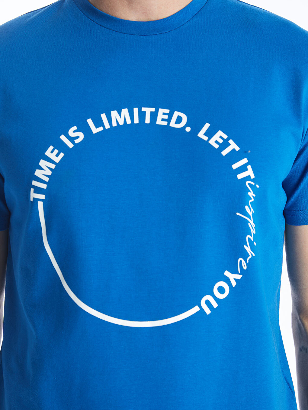 Mavi Bisiklet Yaka Kısa Kollu Erkek Pijama Üst-1