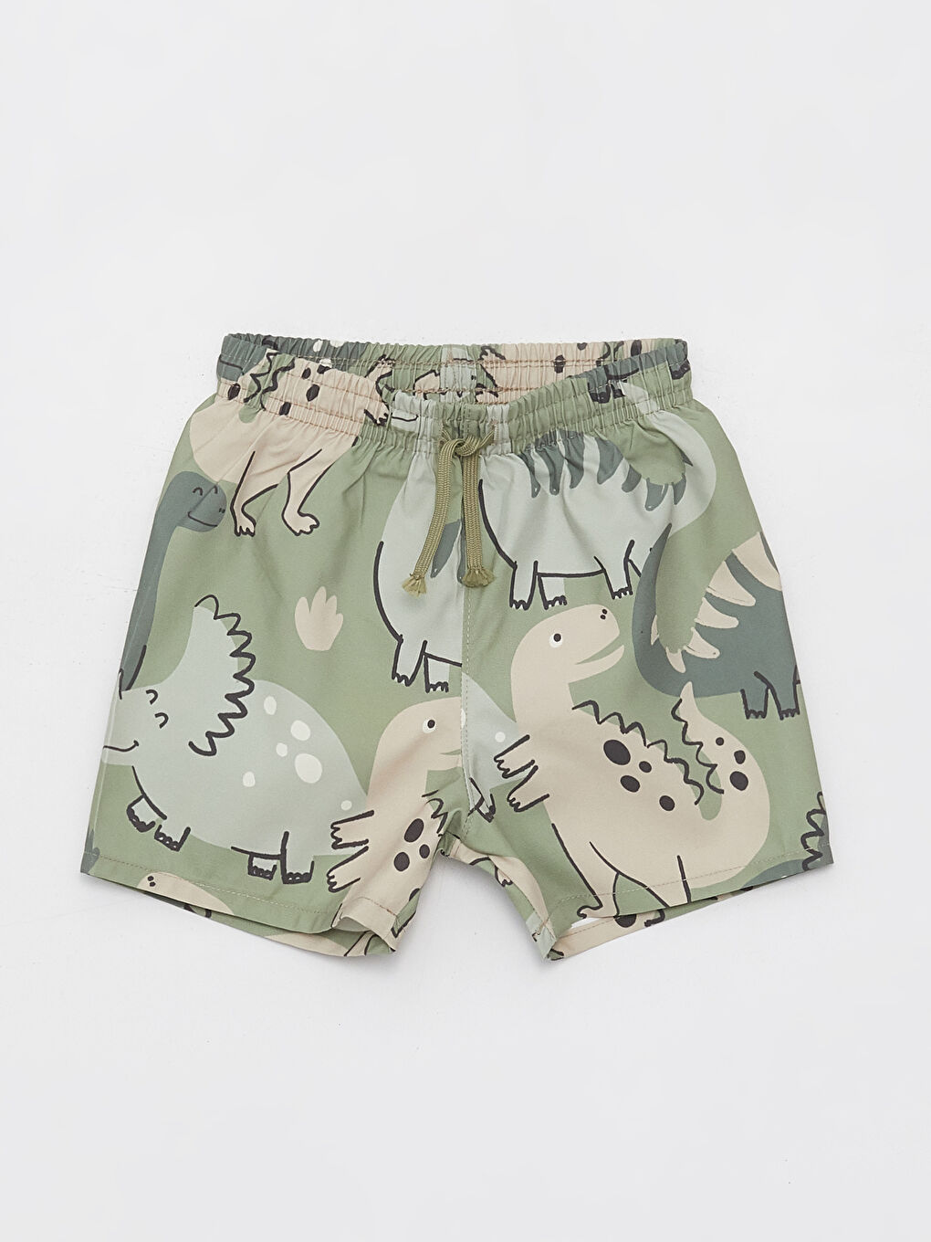 Haki Beli Lastikli Baskılı Erkek Bebek Deniz Şortu