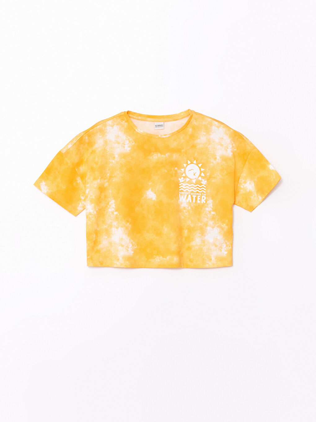 Poncho Crew Neck Printed Short Sleeve Girls' Crop T-Shirt -S4G068Z4-LSR