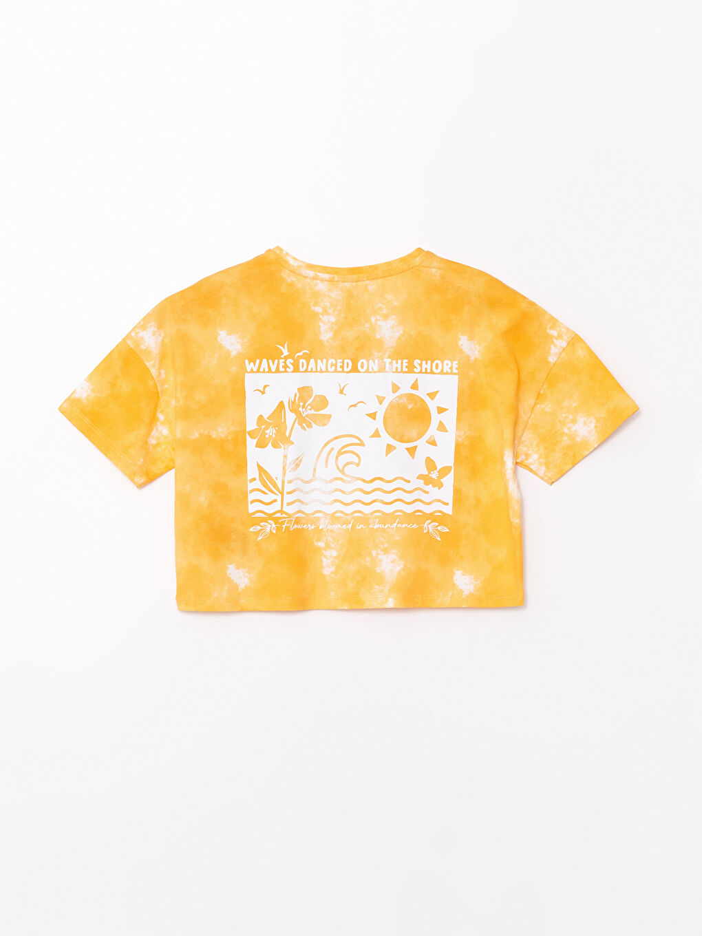 Poncho Crew Neck Printed Short Sleeve Girls' Crop T-Shirt -S4G068Z4-LSR