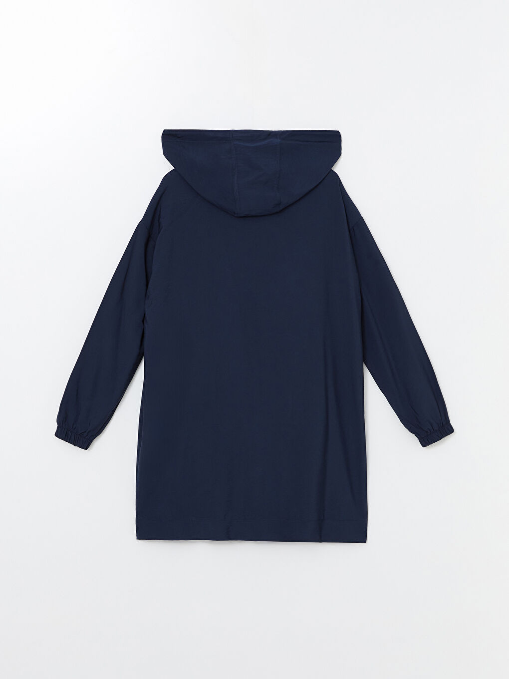Lacivert Kapüşonlu Düz Uzun Kollu Kadın Tunik-6