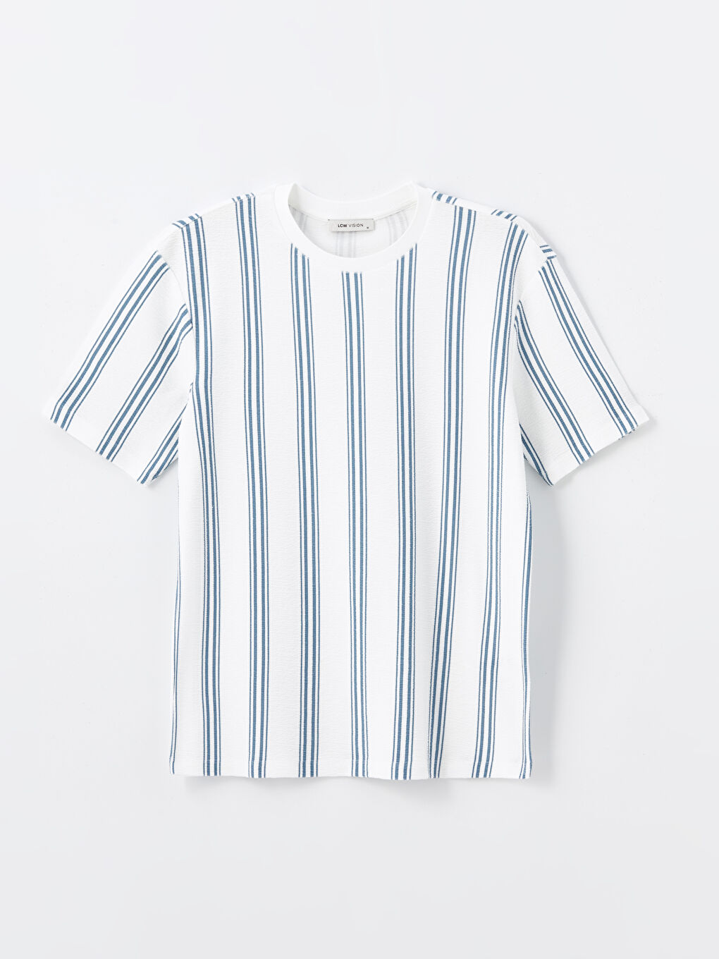 تي شيرت رجالي كم قصير كول مدور مخطط-5