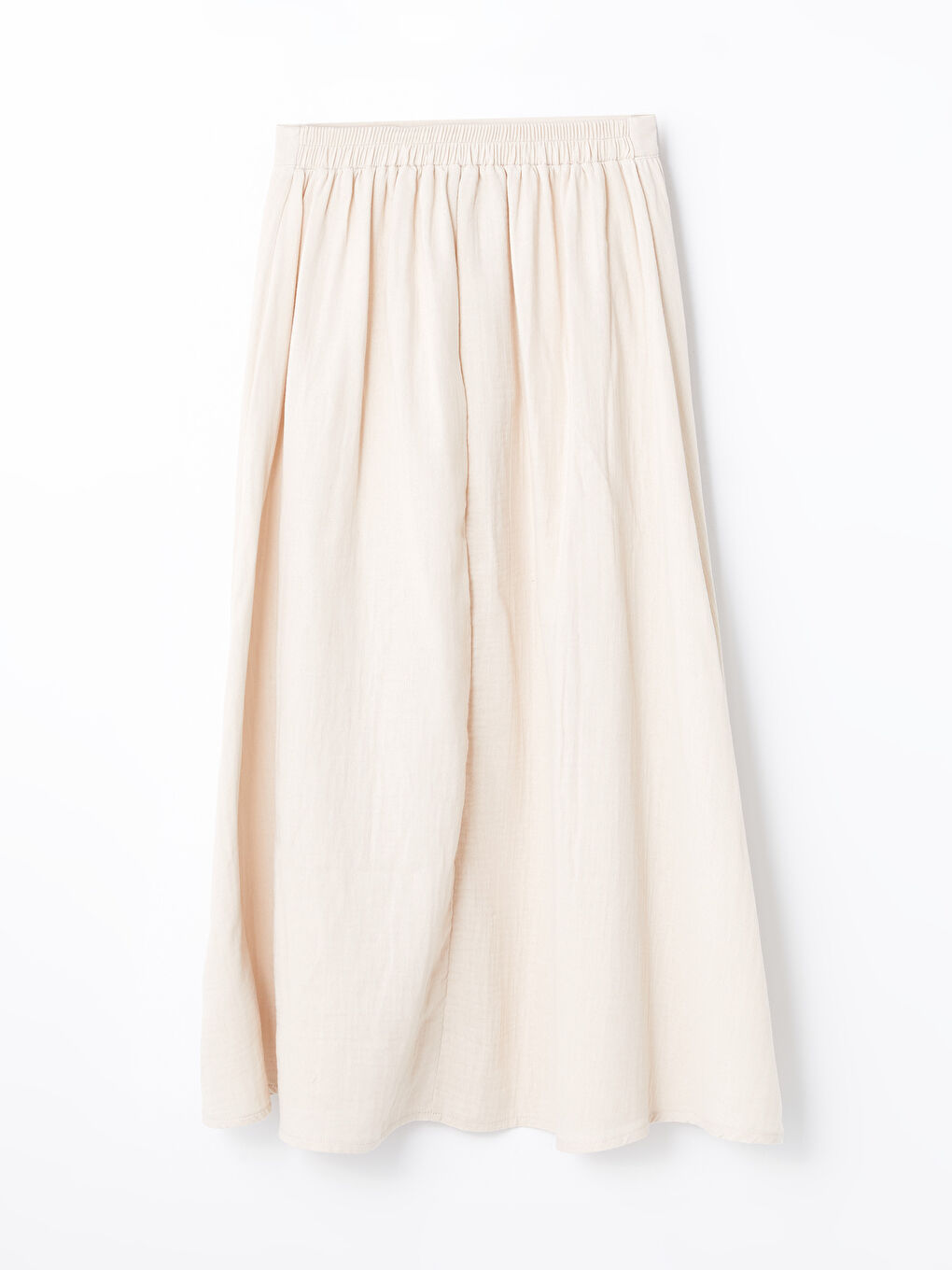 Bej Beli Lastikli Rahat Kalıp Kadın Etek-5