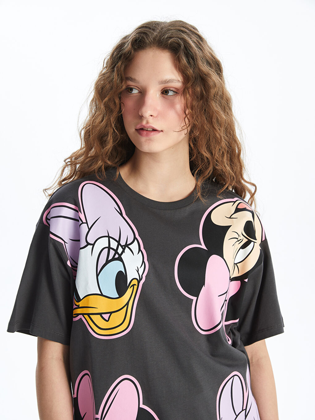 Crew Neck Mickey and Friends Printed Women's T-Shirt-2