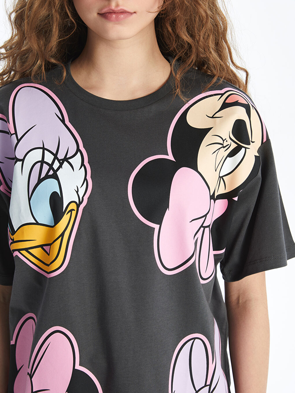 Crew Neck Mickey and Friends Printed Women's T-Shirt-3