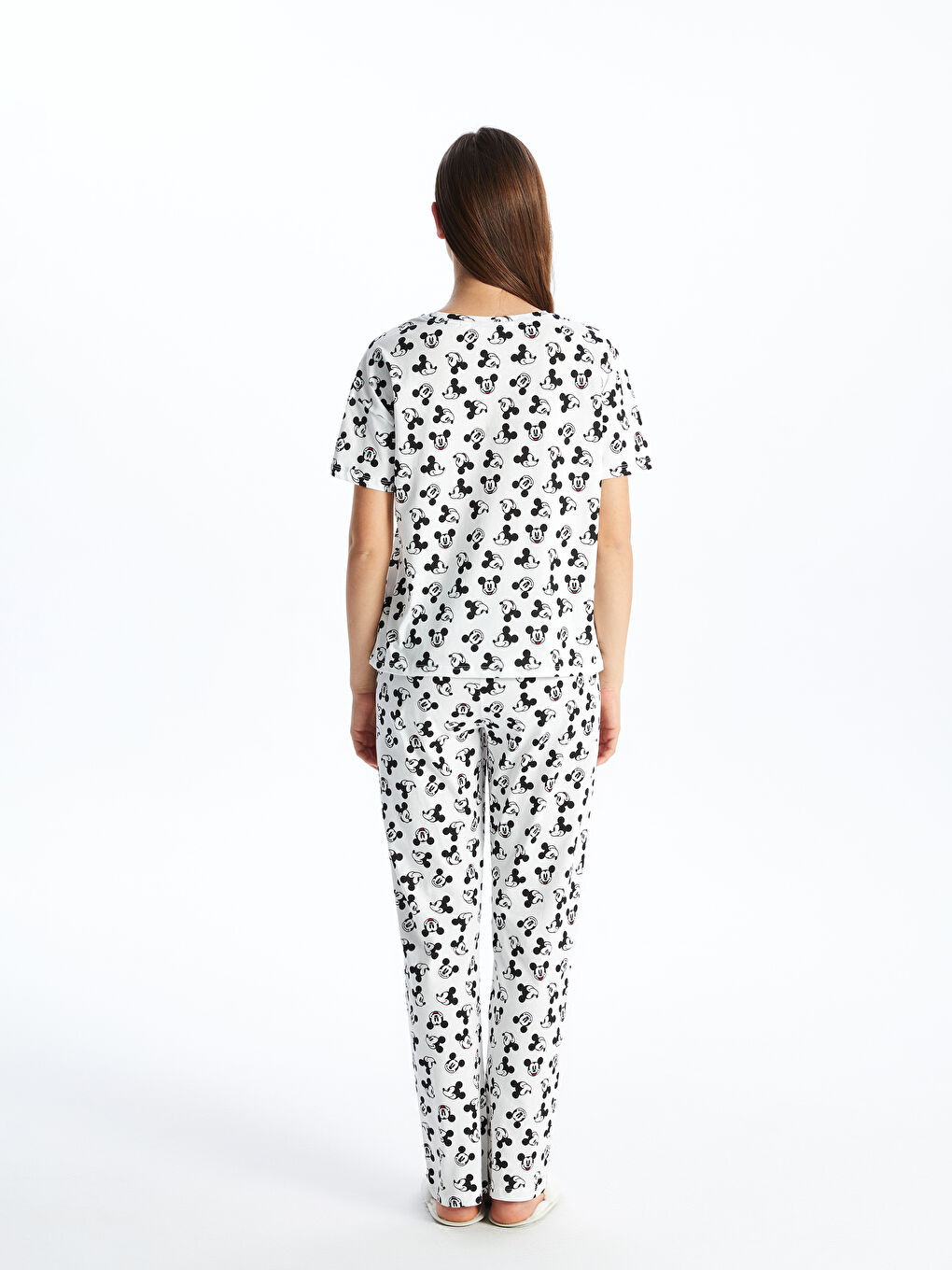 LCW DREAM Crew Neck Mickey Mouse Printed Short Sleeve Women's Pyjamas Set -S4G199Z8-LRA