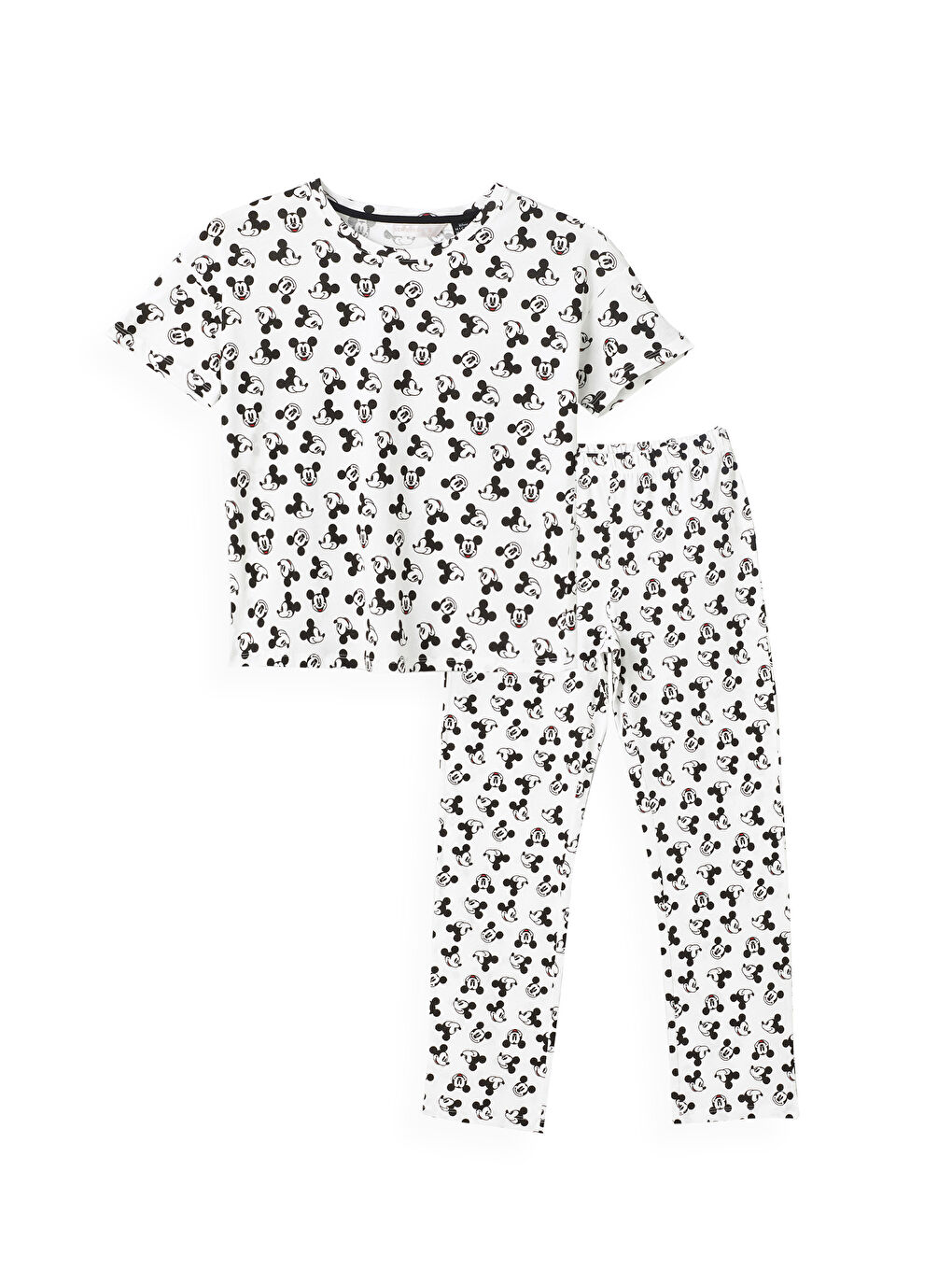 LCW DREAM Crew Neck Mickey Mouse Printed Short Sleeve Women's Pyjamas Set -S4G199Z8-LRA