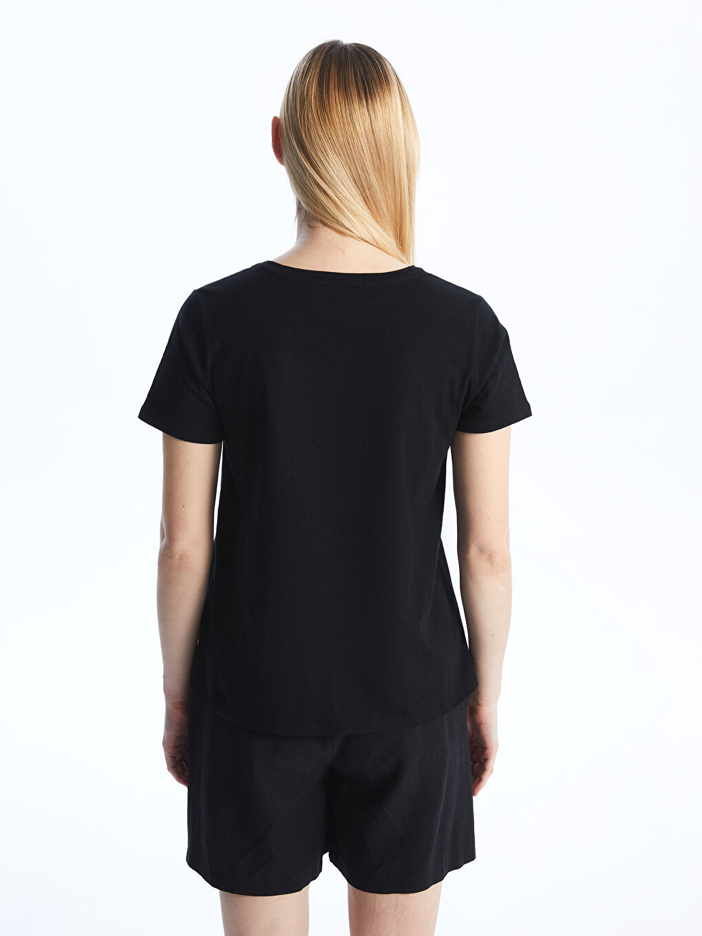 V-Neck Sequined Short Sleeve Women's T-Shirt -S4G204Z8-CVL