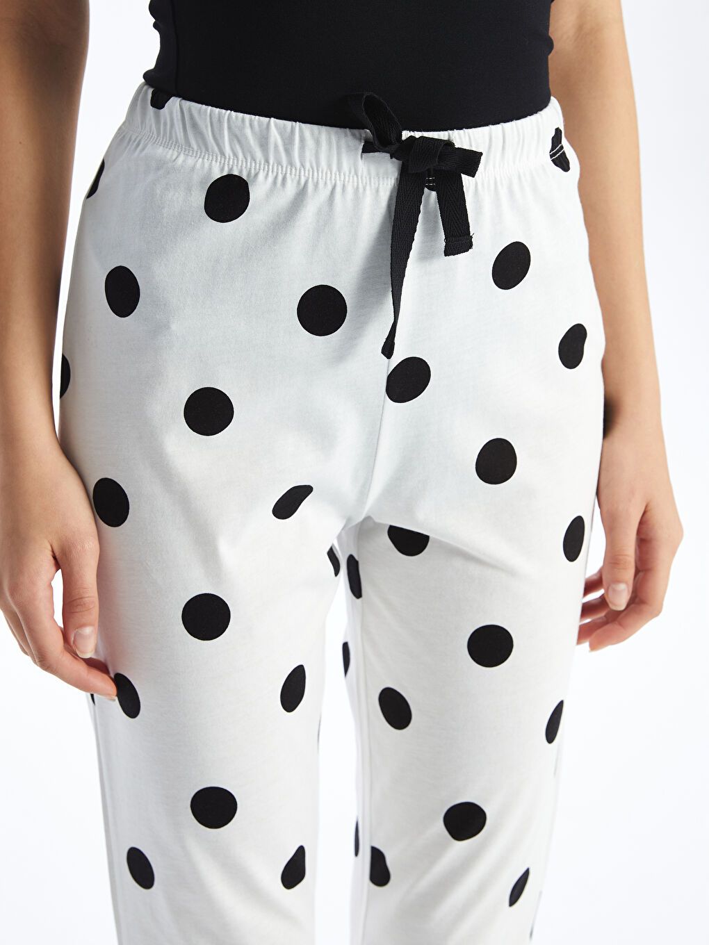 Elastic Waist Polka Dot Women's Pajama Bottoms -S4G218Z8-LRA