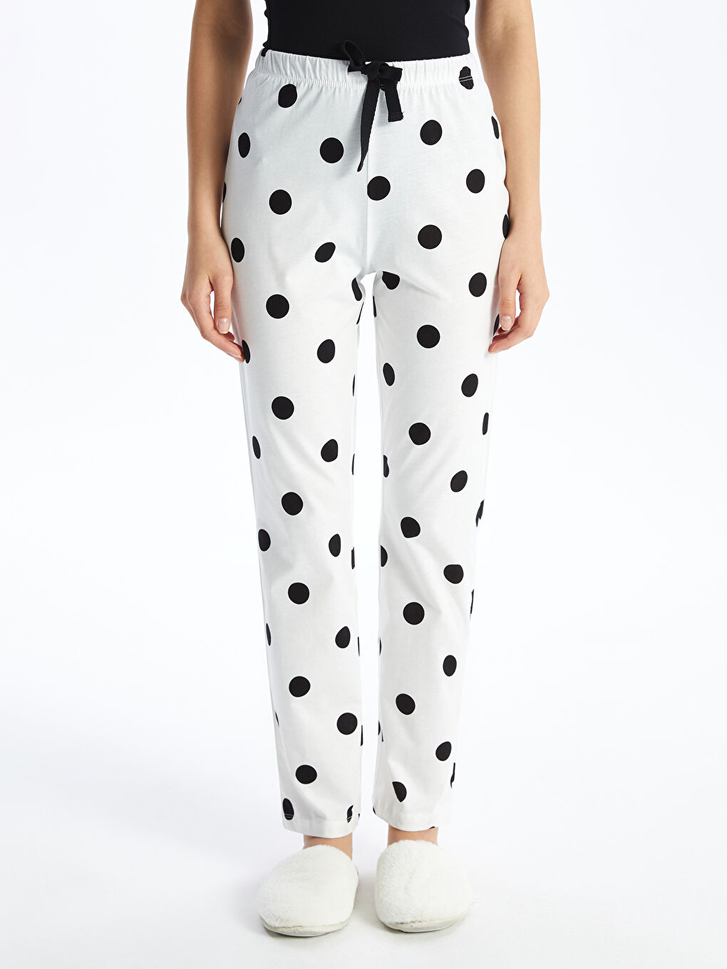 Elastic Waist Polka Dot Women's Pajama Bottoms -S4G218Z8-LRA
