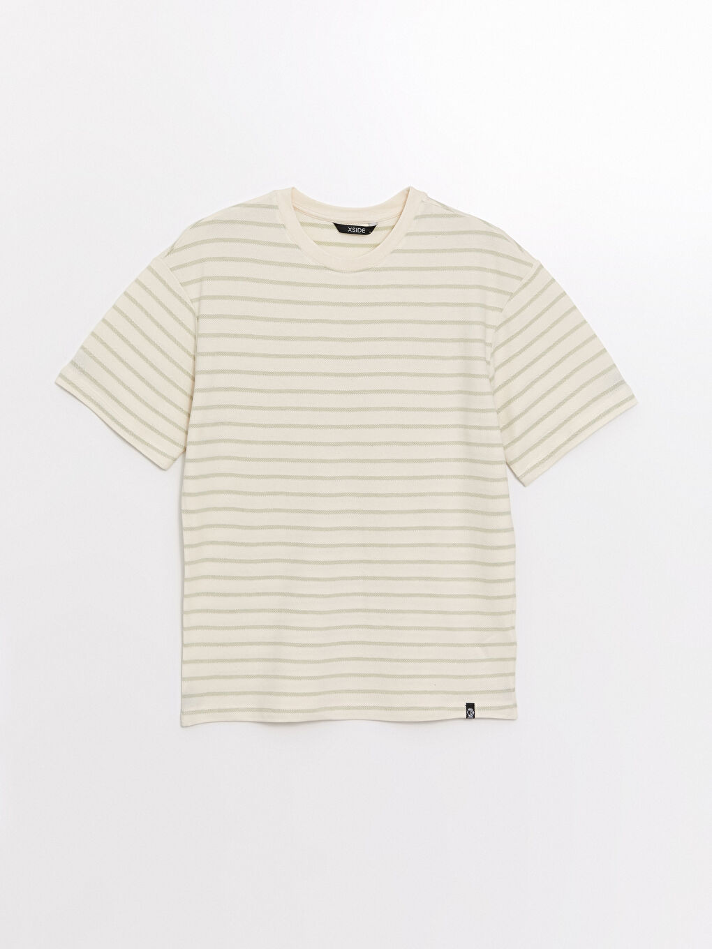Crew Neck Short Sleeve Striped Combed Cotton Men's T-shirt -S4G289Z8-LFT
