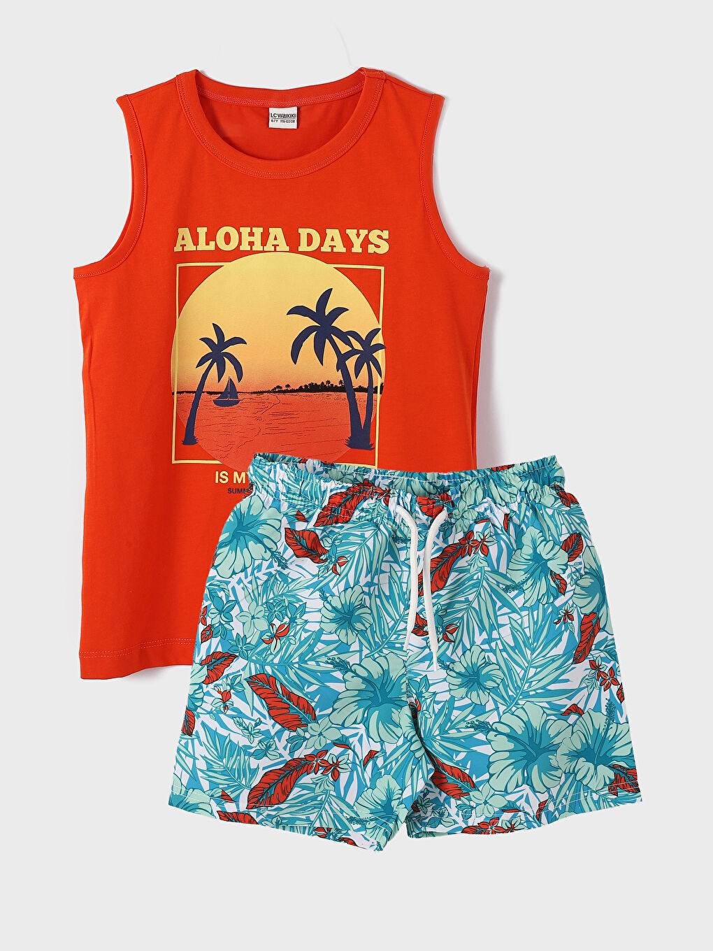 LCW Kids Boys' Crew Neck Tank Top and Swim Shorts -S4G306Z4-GRM