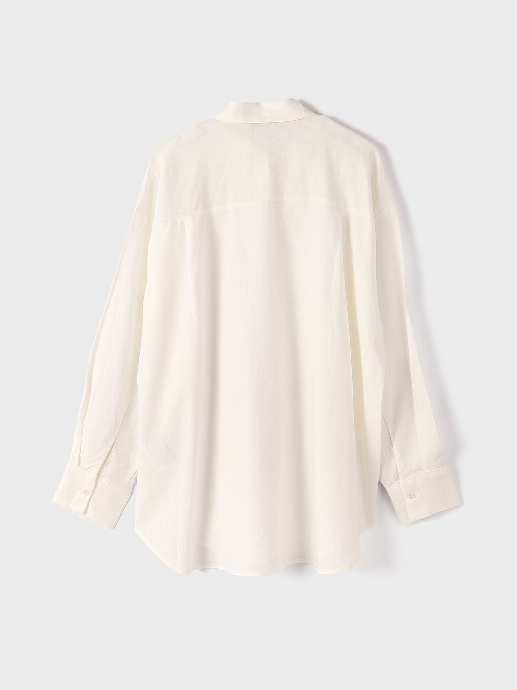 قميص تونيك سادة كم طويل كتان للسيدات-2