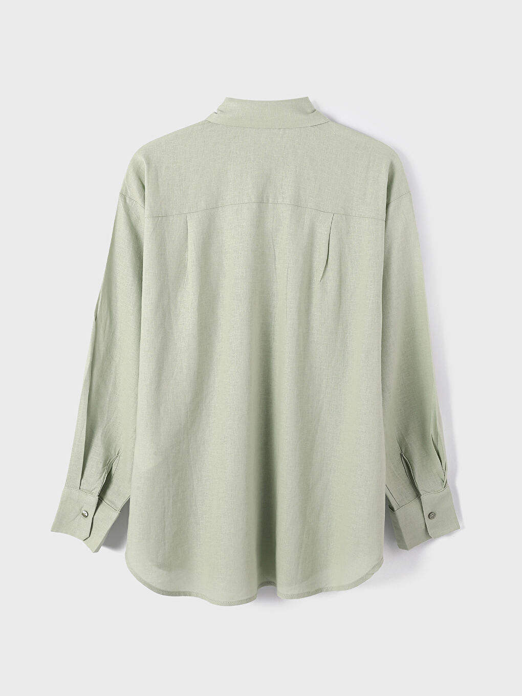 Plain Long Sleeve Linen Women's Shirt Tunic-1