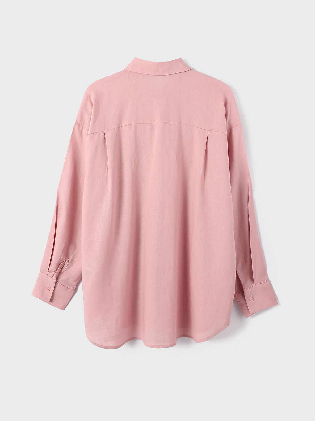 قميص تونيك سادة كم طويل كتان للسيدات-1