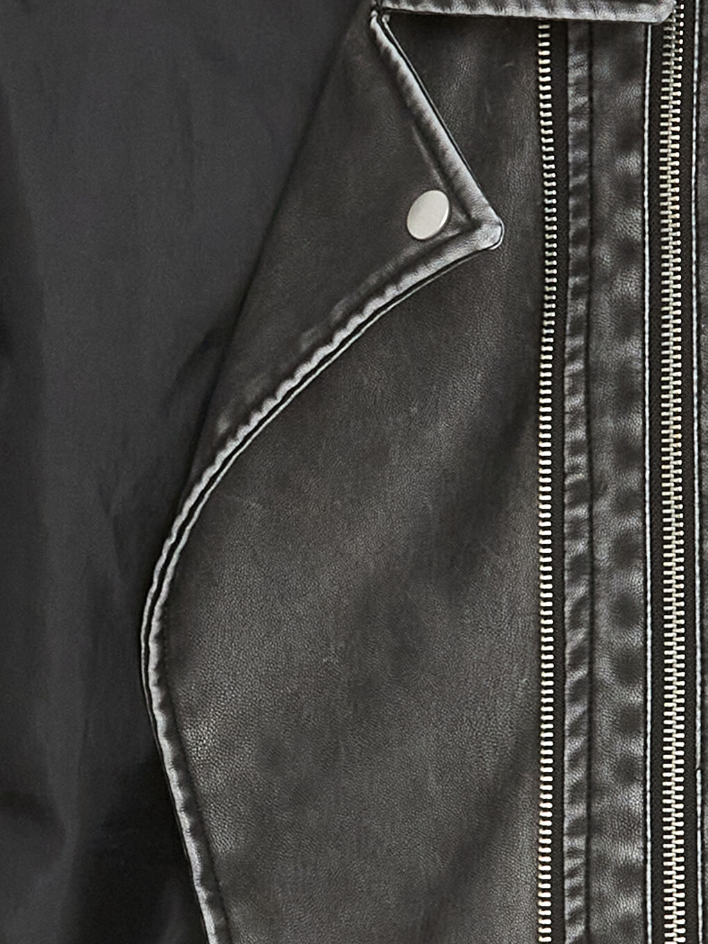 Women's Biker Neck Plain Faux Leather Jacket -S4G366Z8-CVL