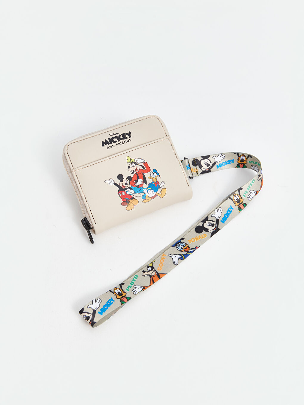 Bej Mickey Mouse Baskılı Erkek Çocuk Cüzdan