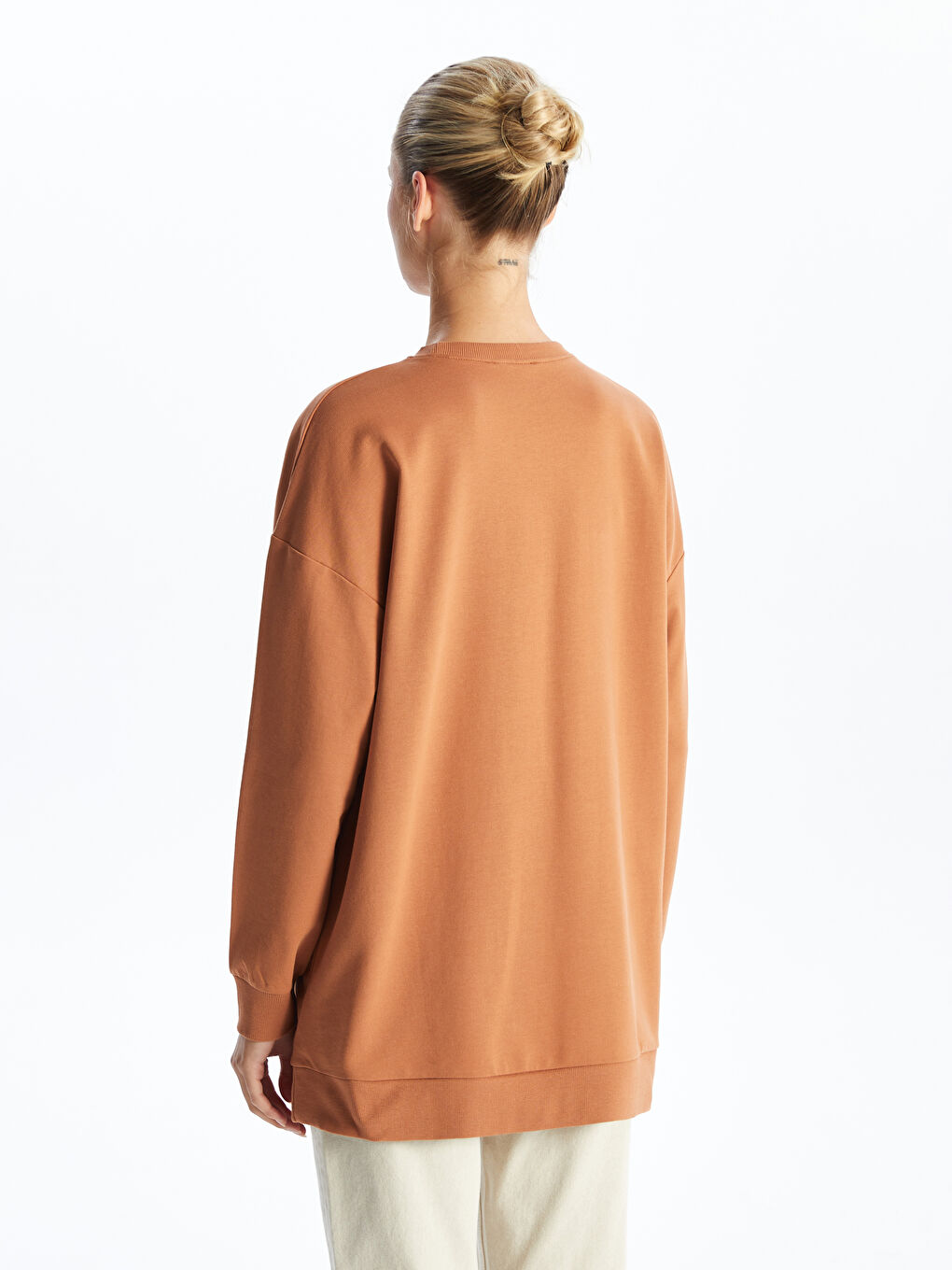 Crew Neck Printed Women's Sweatshirt Tunic -S4G420Z8-GW6