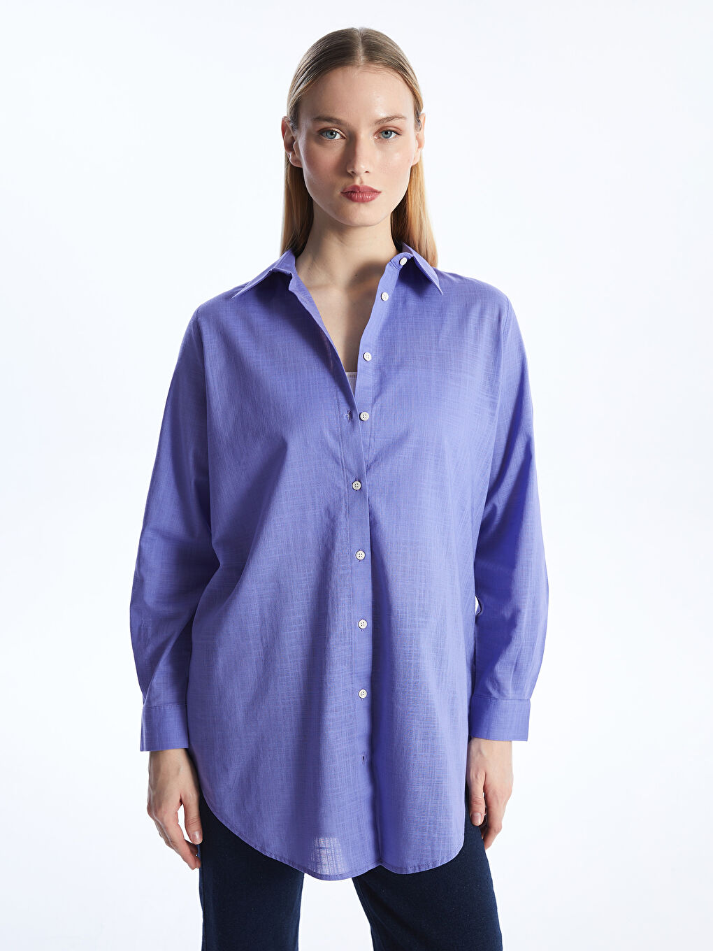 Plain Long Sleeve Women's Shirt Tunic -S4G425Z8-VE0